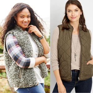 NWT reversible quilted 2-tone sherpa puffer vest